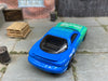 Custom Hot Wheels 1995 Mazda RX7 In Blue and Green  Falken Tires With Black and Chrome Steel Wheels With Firestone Tires
