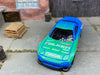 Custom Hot Wheels 1995 Mazda RX7 In Blue and Green  Falken Tires With Black and Chrome Steel Wheels With Firestone Tires