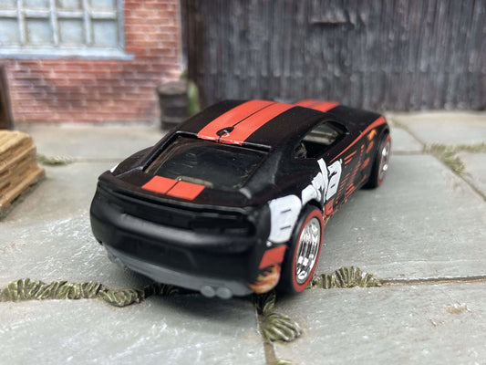 Custom Hot Wheels - 2016 Chevy Camaro SS - Black and Red Borla - Chrome 5 Spoke Race Wheels - Redline Rubber Tires