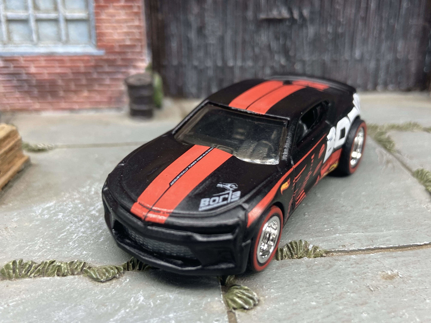 Custom Hot Wheels - 2016 Chevy Camaro SS - Black and Red Borla - Chrome 5 Spoke Race Wheels - Redline Rubber Tires