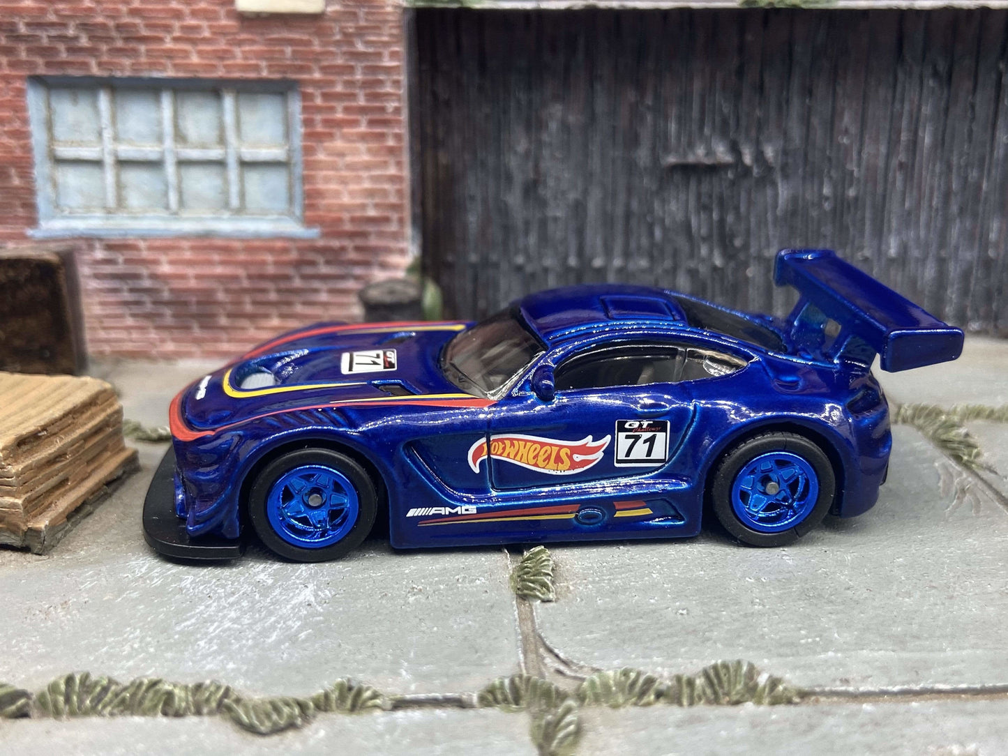 Custom Hot Wheels 2016 Mercedes AMG GT3 Dressed In Racing Livery With Blue 5 Star Racing Wheels With Rubber Tires