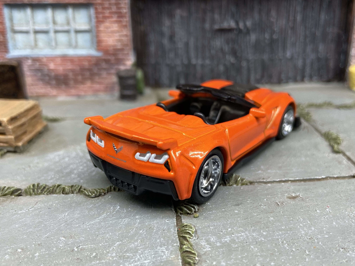 Custom Hot Wheels 2019 Corvette ZR1 Convertible In Orange With American Racing Wheels With Rubber Tires