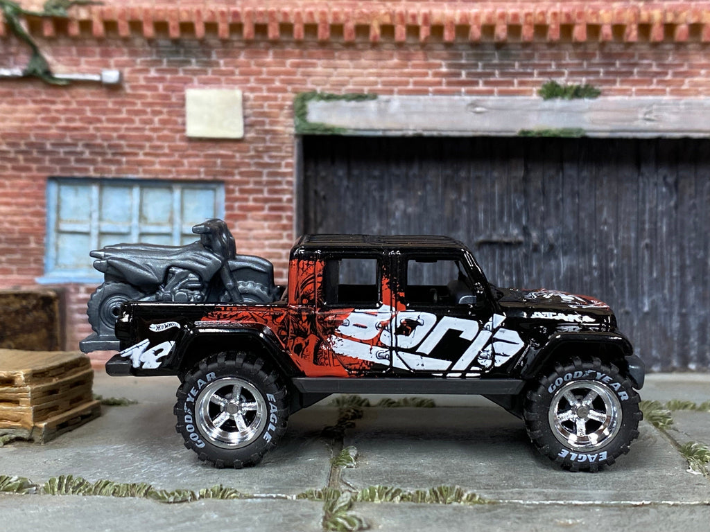 Custom Hot Wheels 2020 Jeep Gladiator Black Red and White Borla Muncle Mikes