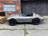 Custom Hot Wheels Chevy Corvette Grand Sport Race Car In Silver With Black 5 Spoke Race Wheels With Rubber Tires