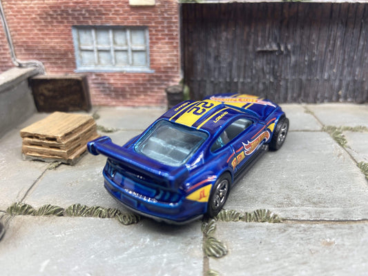 Custom Hot Wheels Custom 2018 Ford Mustang GT In Logano Racing Hot Wheels Blue With Factory 5 Star Wheels With Rubber Tires