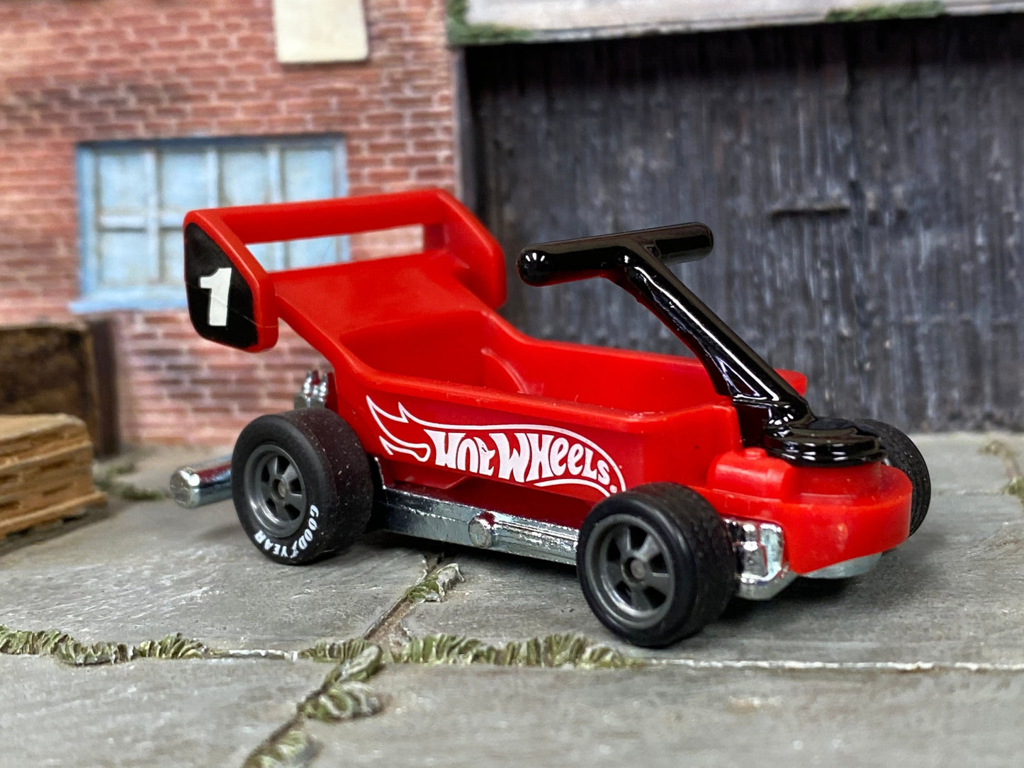 Custom Hot Wheels - Draggin' Wagon - Hot Wheels Red - Gray Mag Wheels - Goodyear Slicks