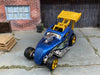 Custom Hot Wheels - Fiat 500C Drag Car - Blue and Gold - Gold 6 Spoke Wheels - Goodyear Slicks