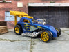 Custom Hot Wheels - Fiat 500C Drag Car - Blue and Gold - Gold 6 Spoke Wheels - Goodyear Slicks