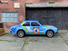 Custom Hot Wheels - Ford Escort RS1600 - Blue Checkered - Chrome BBS Racing Wheels - Rubber Tires