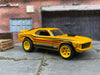 Custom Hot Wheels - Ford Mustang Mach 1 - Yellow, Orange and Black - Yellow 6 Spoke Racing Wheels - Rubber Tires