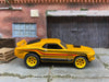 Custom Hot Wheels - Ford Mustang Mach 1 - Yellow, Orange and Black - Yellow 6 Spoke Racing Wheels - Rubber Tires