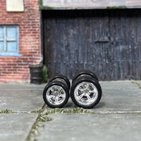 Custom Hot Wheels Matchbox Rubber Tires And Wheels Chrome American Racing Cragar Style 10mm 12mm  Wheels