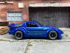 Custom Hot Wheels - Mazda RX-7 - Blue Greddy - Gray and Chrome 4 Spoke Wheels - Rubber Tires