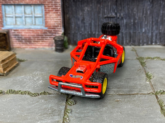 Custom Hot Wheels - Roll Cage Dune Buggy San Rail - Red - Yellow Bead Lock Wheels - Off Road Rubber Tires