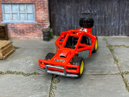 Custom Hot Wheels - Roll Cage Dune Buggy San Rail - Red - Yellow Bead Lock Wheels - Off Road Rubber Tires