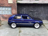 Custom Hot Wheels VW Volkswagen Golf MK2 In Blue and Black With White 5 Spoke Wheels With Rubber Tires