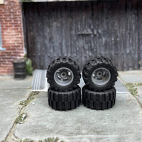 Custom Hot Wheels Wheels and Matchbox Rubber Tires - Gray 5 Spoke Racing Wheels Rubber Off Road 4X4 Tires