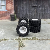 Custom Hot Wheels Wheels and Matchbox Rubber Tires - White 5 Spoke Wheels Rubber Off Road 4X4 Tires
