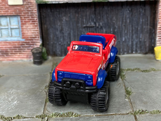 Custom Matchbox - International Scout 4X4 - Red, Blue and White - Gray Mag Wheels - Off Road Rubber Tires