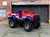 Custom Matchbox - International Scout 4X4 - Red, Blue and White - Gray Mag Wheels - Off Road Rubber Tires