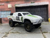 Custom Painted Hot Wheels Toyota Tacoma Off Road in Custom White Monster Energy Racing Livery With Green 5 Star Racing Wheels With off Road Rubber Tires