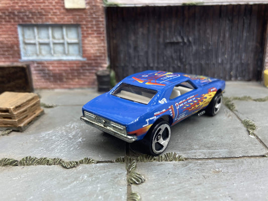 Loose Hot Wheels - 1967 Chevy Camaro - Blue with Flames - Opening Hood