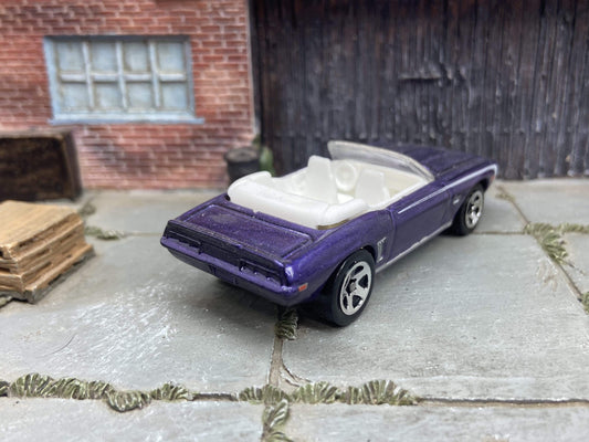 Loose Hot Wheels 1969 Chevy Camaro Convertible In Purple and White