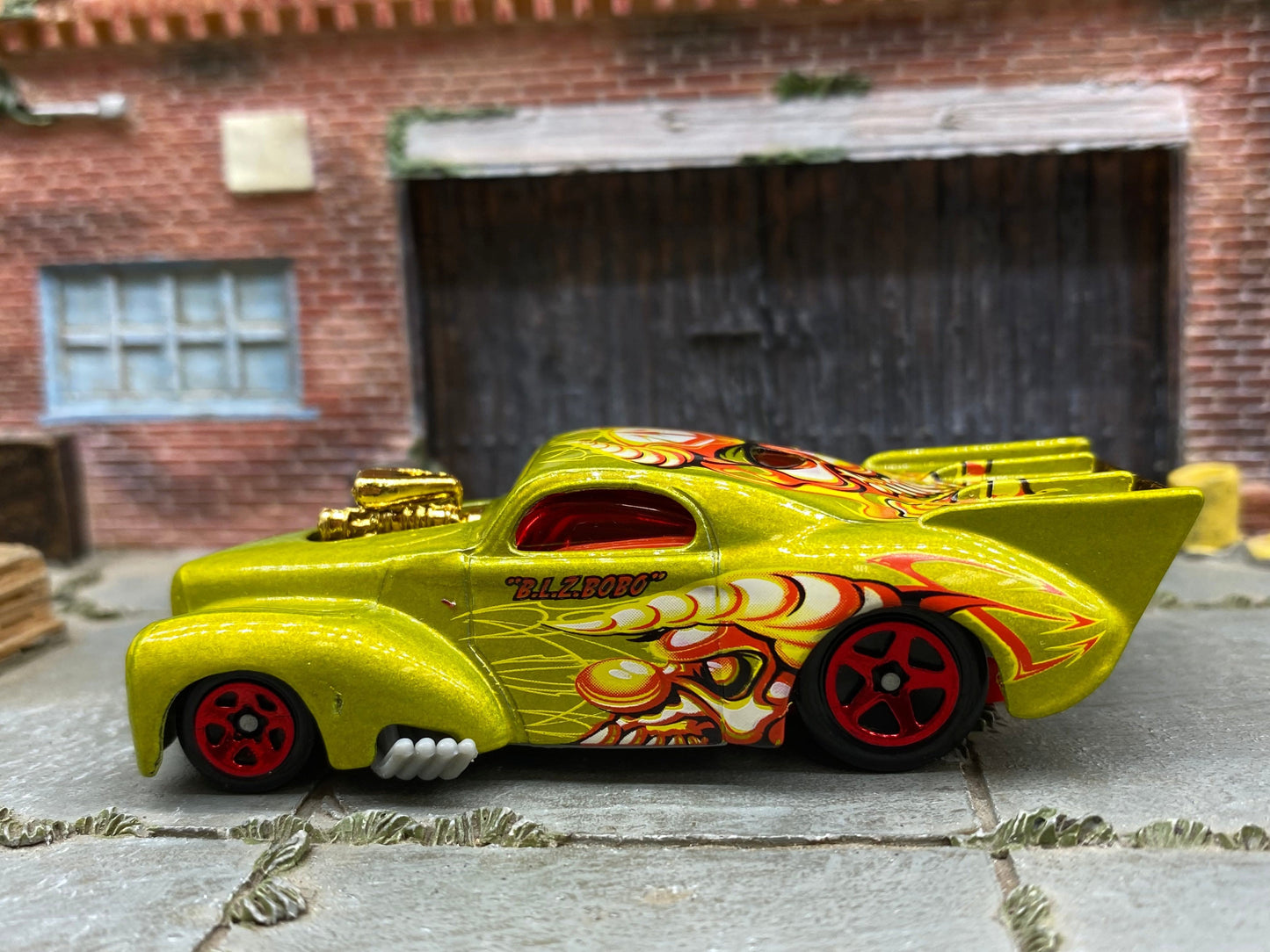 Loose Hot Wheels - 1941 Willys Coup Drag Car - Green BLZ BOBO Skull