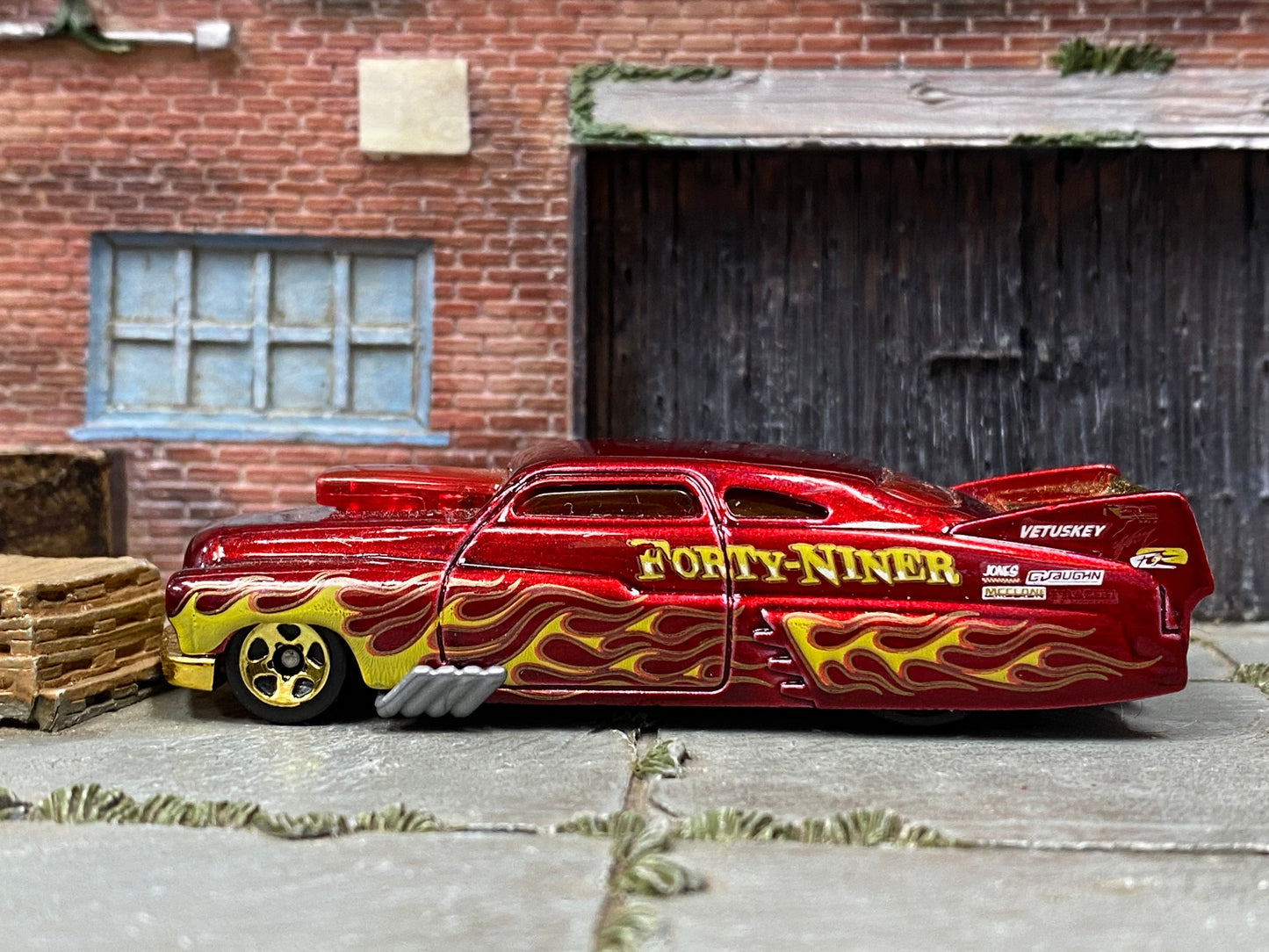 Loose Hot Wheels - 1949 Drag Merc Mercury Drag Sled - Dark Red with Flames