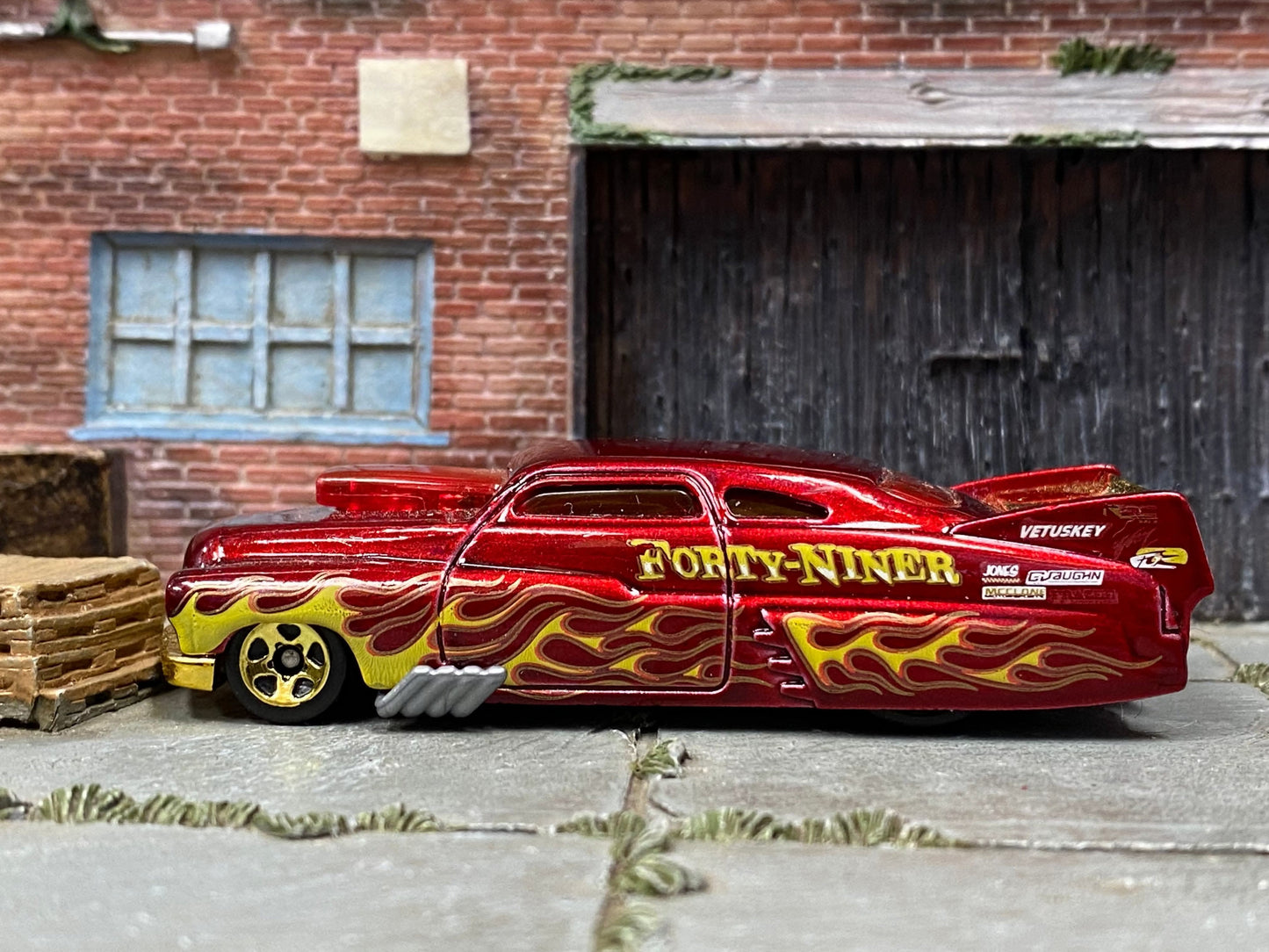 Loose Hot Wheels - 1949 Drag Merc Mercury Drag Sled - Dark Red with Flames