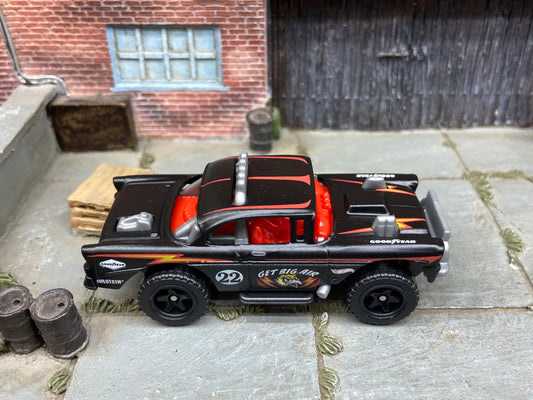 Loose Hot Wheels -1955 Chevy Big Air Bel Air 4x4 - Satin Black and Red