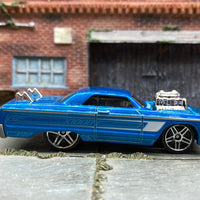 Loose Hot Wheels 1964 Chevy Impala - Pipes and Supercharger Blue and White