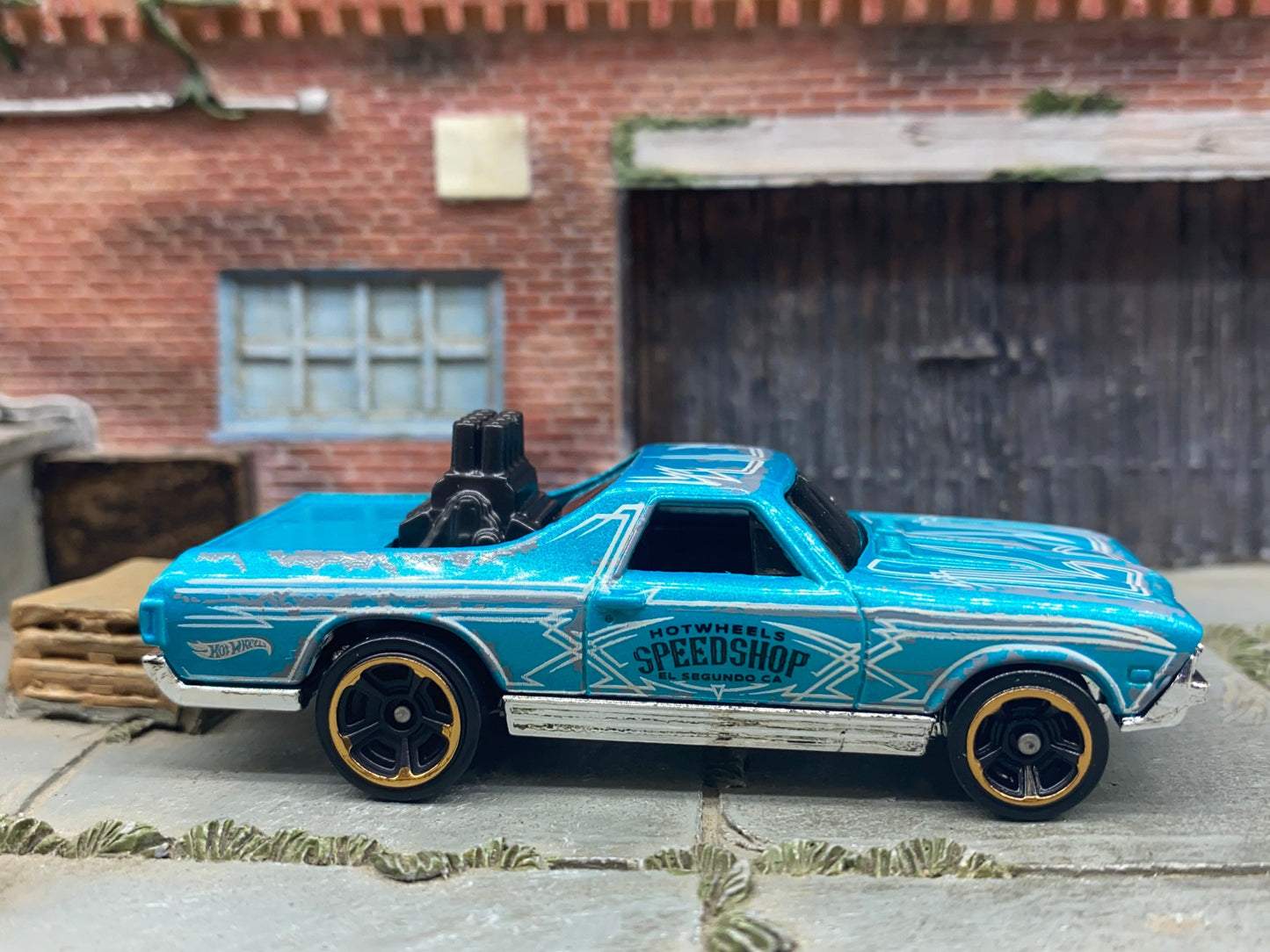 Loose Hot Wheels - 1968 Chevy El Camino - Light Blue and White Speedshop