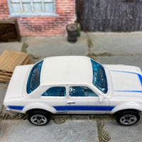 Loose Hot Wheels 1970 Ford Escort RS 1600 Dressed in White and Blue