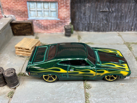 Loose Hot Wheels - 1973 Ford Falcon XB - Green with Flames