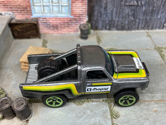 Loose Hot Wheels 1987 Dodge D100 Baja Race Truck In MOPAR Gray Race Livery