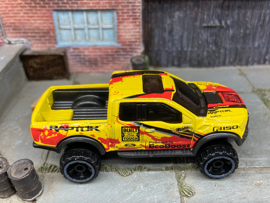 Loose Hot Wheels - 2017 Ford F150 Raptor 4X4 Truck - Yellow Eco Boost Livery