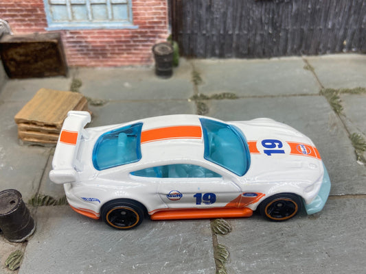 Loose Hot Wheels - 2018 Custom Ford Mustang GT Race Car - White GULF Livery
