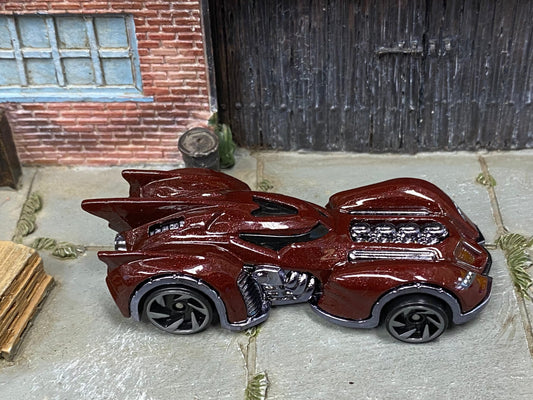 Loose Hot Wheels - Batman Batmobile Arkham Asylum - Dark Red