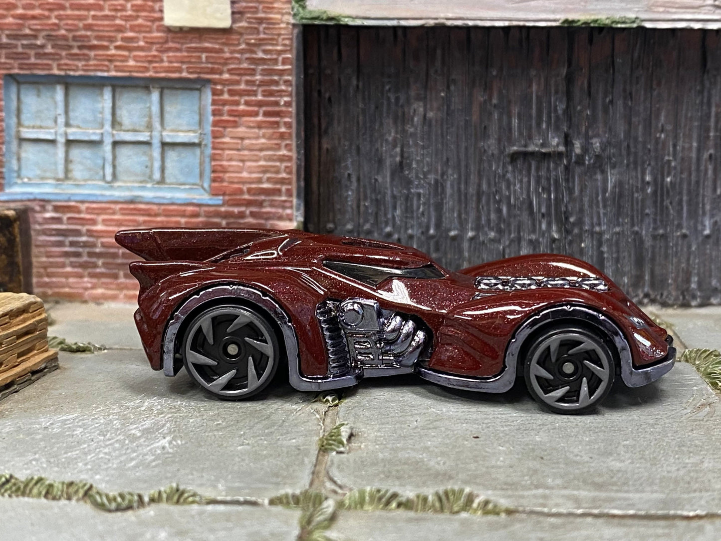 Loose Hot Wheels - Batman Batmobile Arkham Asylum - Dark Red