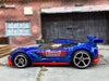 Loose Hot Wheels Chevy Corvette C7-R Race Car Dressed in Blue and Red Summit Racing