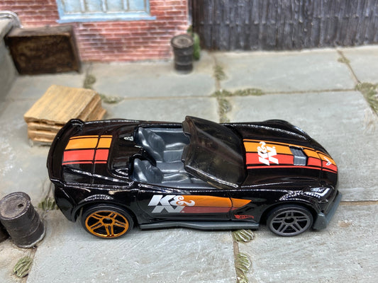 Loose Hot Wheels - Chevy Corvette C7 Z06 Convertible - Black and Orange K&N