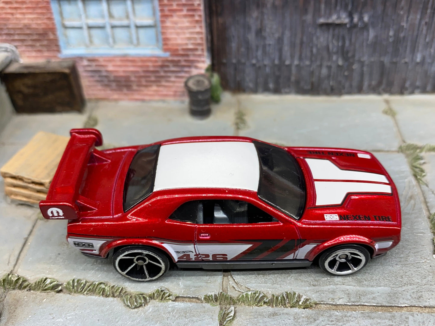 Loose Hot Wheels - Dodge Challenger Drift Car - Dark Red and White