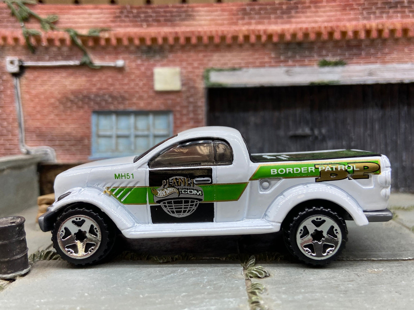 Loose Hot Wheels Dodge Power Wagon 4x4 Truck In Border Patrol Green and White