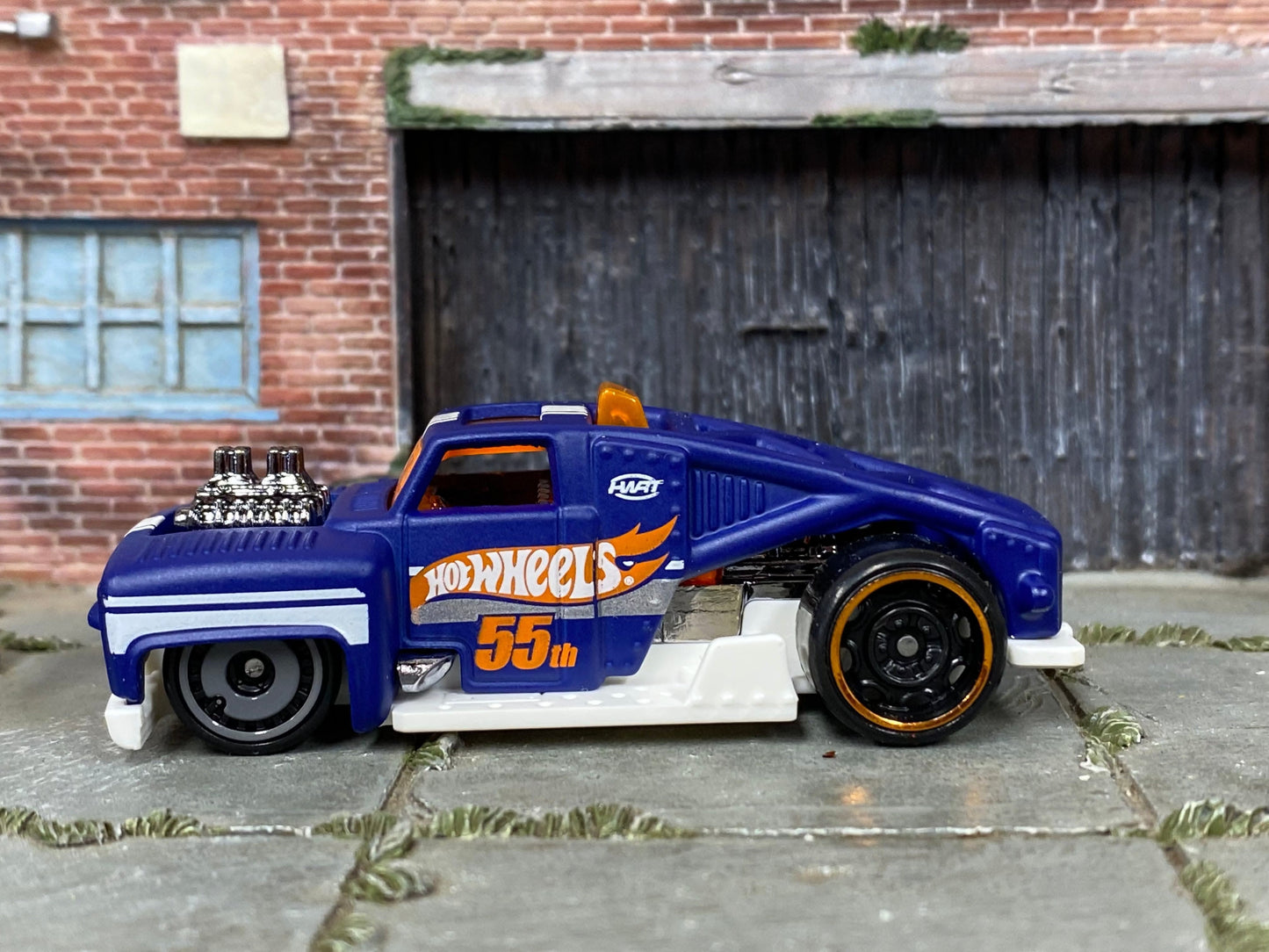 Loose Hot Wheels - Erikenstein Race Truck - Satin Blue and White Hot Wheels