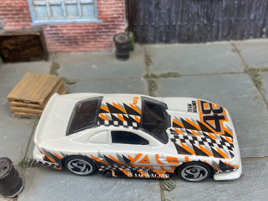 Loose Hot Wheels - Ford Mustang Cobra Race Car - White, Black and Orange