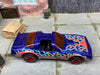 Loose Hot Wheels Pontiac Firebird in Blue and Red with Flames T-Tops