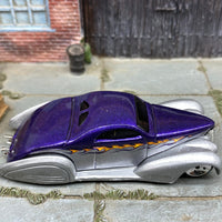 Loose Hot Wheels - Swoop Coupe - Purple and Silver with Flames