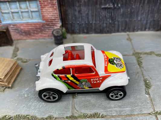 Loose Hot Wheels - Volkswagen VW Baja Bug - White, Red, Green and Yellow Bug'n Taxi