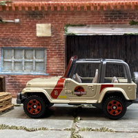 Loose Matchbox - Jeep Wrangler Jurassic Park Tour Jeep - Gold and Red
